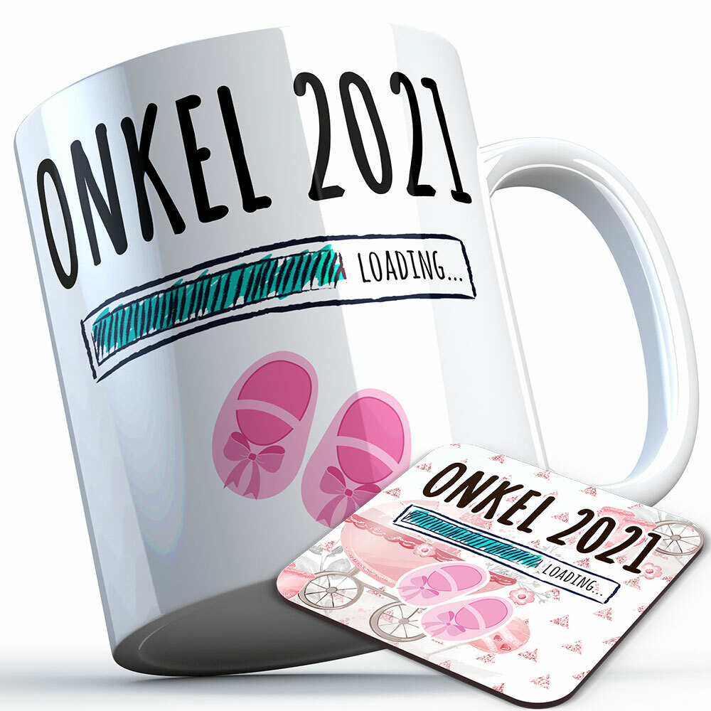 "Onkel 2021 loading... (Mädchen)" Tasse inkl. passendem Untersetzer (5 Varianten)