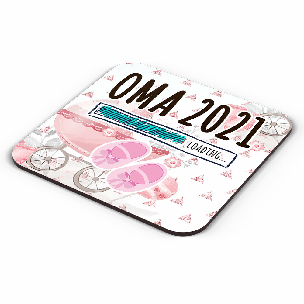 "Oma 2021 loading... (Mädchen)" Tasse inkl. passendem Untersetzer (5 Varianten)