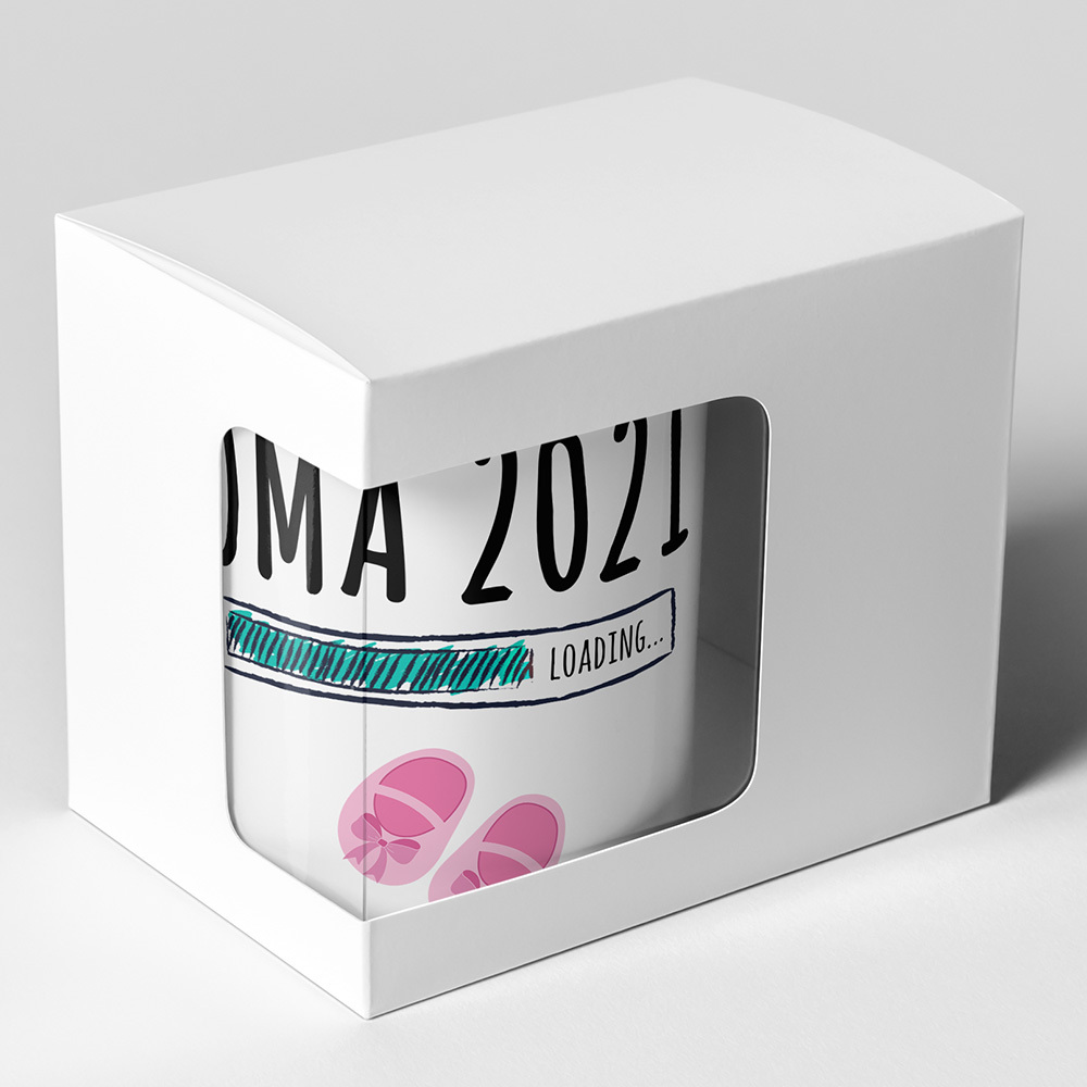 "Oma 2021 loading... (Mädchen)" Tasse inkl. passendem Untersetzer (5 Varianten)