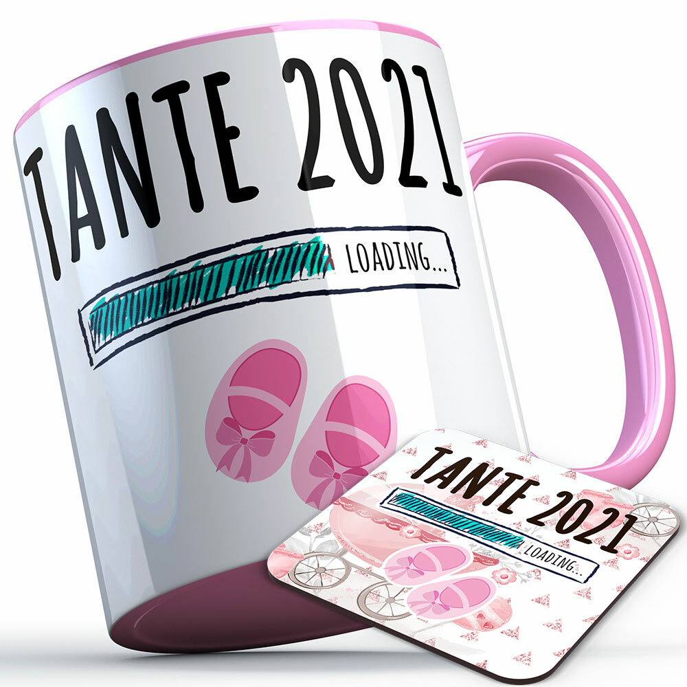 "Tante 2021 loading... (Mädchen)" Tasse inkl. passendem Untersetzer (5 Varianten) 92212