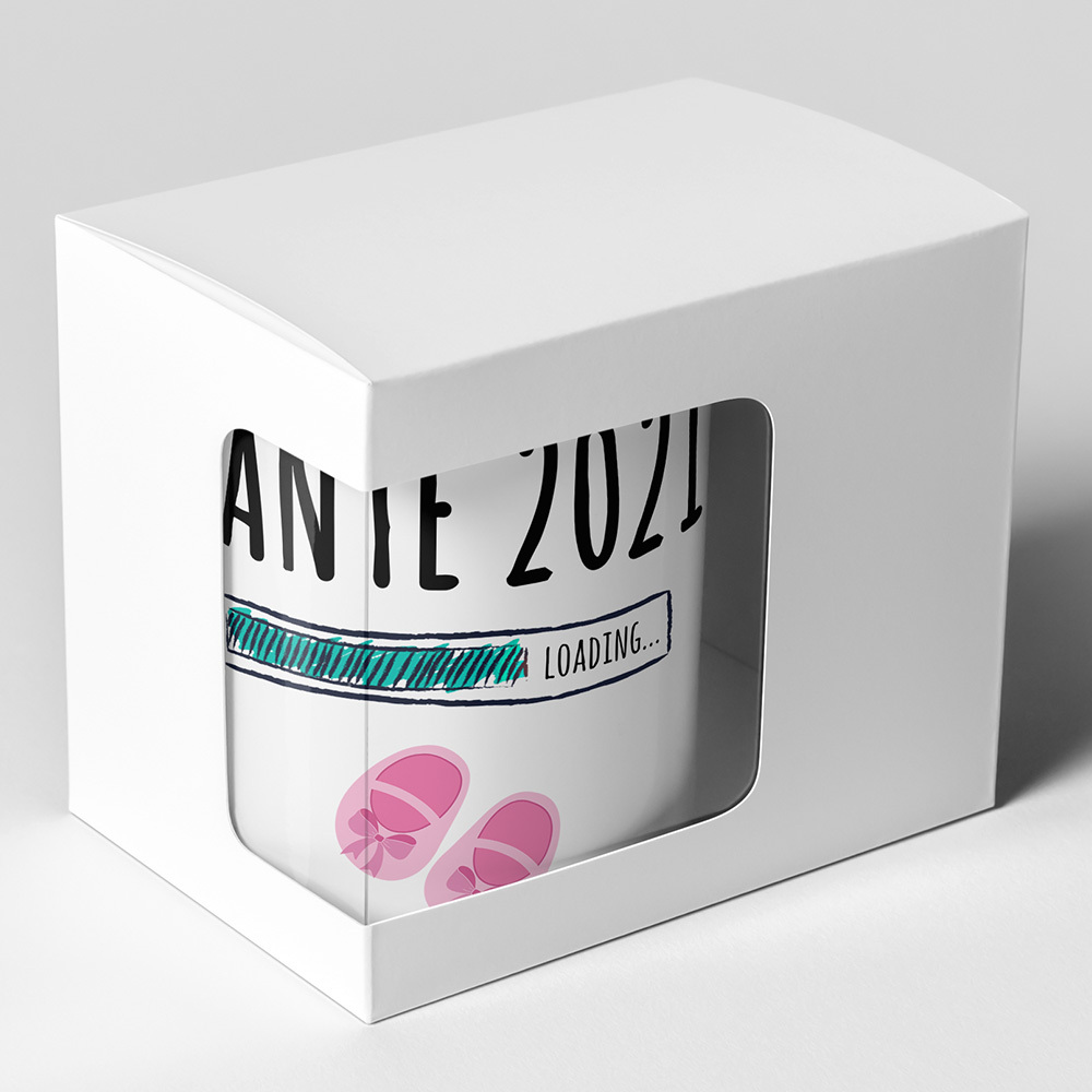 "Tante 2021 loading... (Mädchen)" Tasse inkl. passendem Untersetzer (5 Varianten)