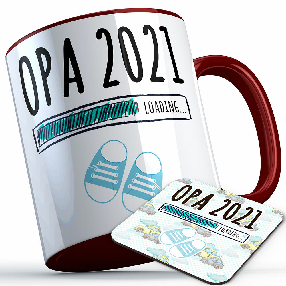 "Opa 2021 loading... (Junge)" Tasse inkl. passendem Untersetzer (4 Varianten)