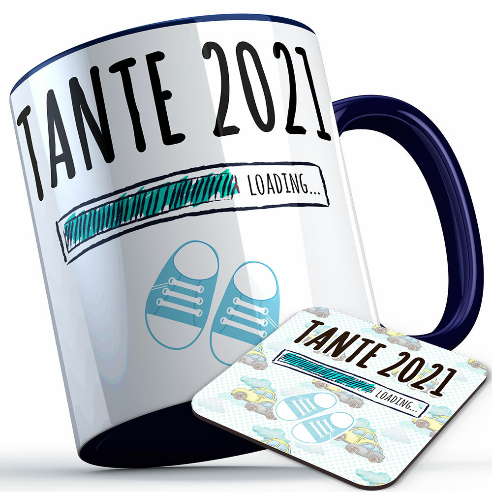 "Tante 2021 loading... (Junge)" Tasse inkl. passendem Untersetzer (4 Varianten) 92214