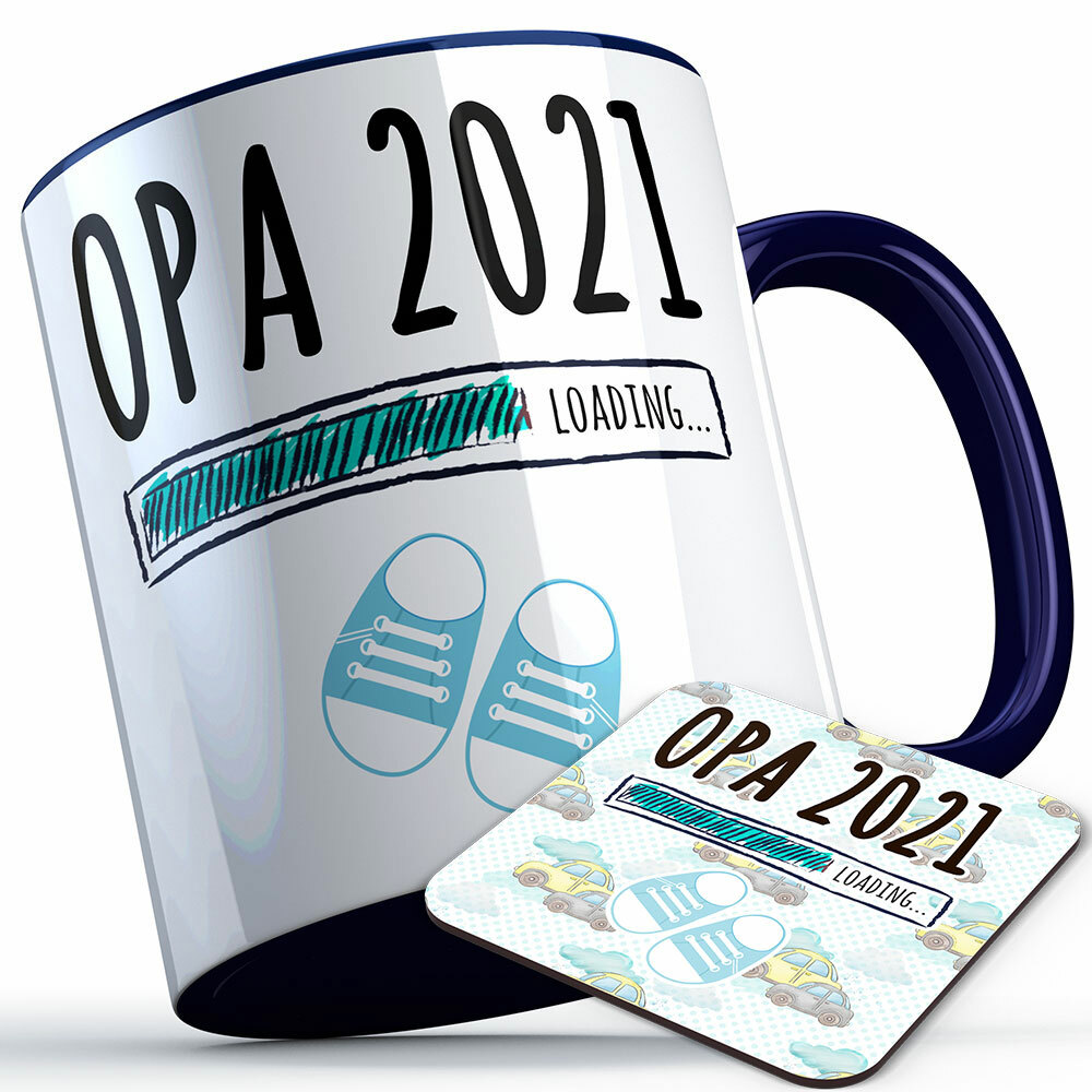 "Opa 2021 loading... (Junge)" Tasse inkl. passendem Untersetzer (4 Varianten)