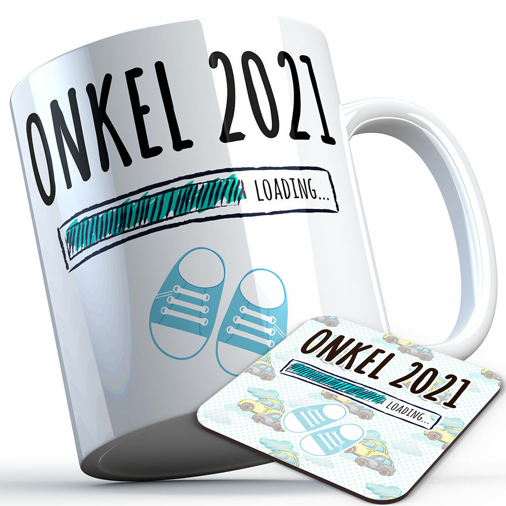 "Onkel 2021 loading... (Junge)" Tasse inkl. passendem Untersetzer (4 Varianten)
