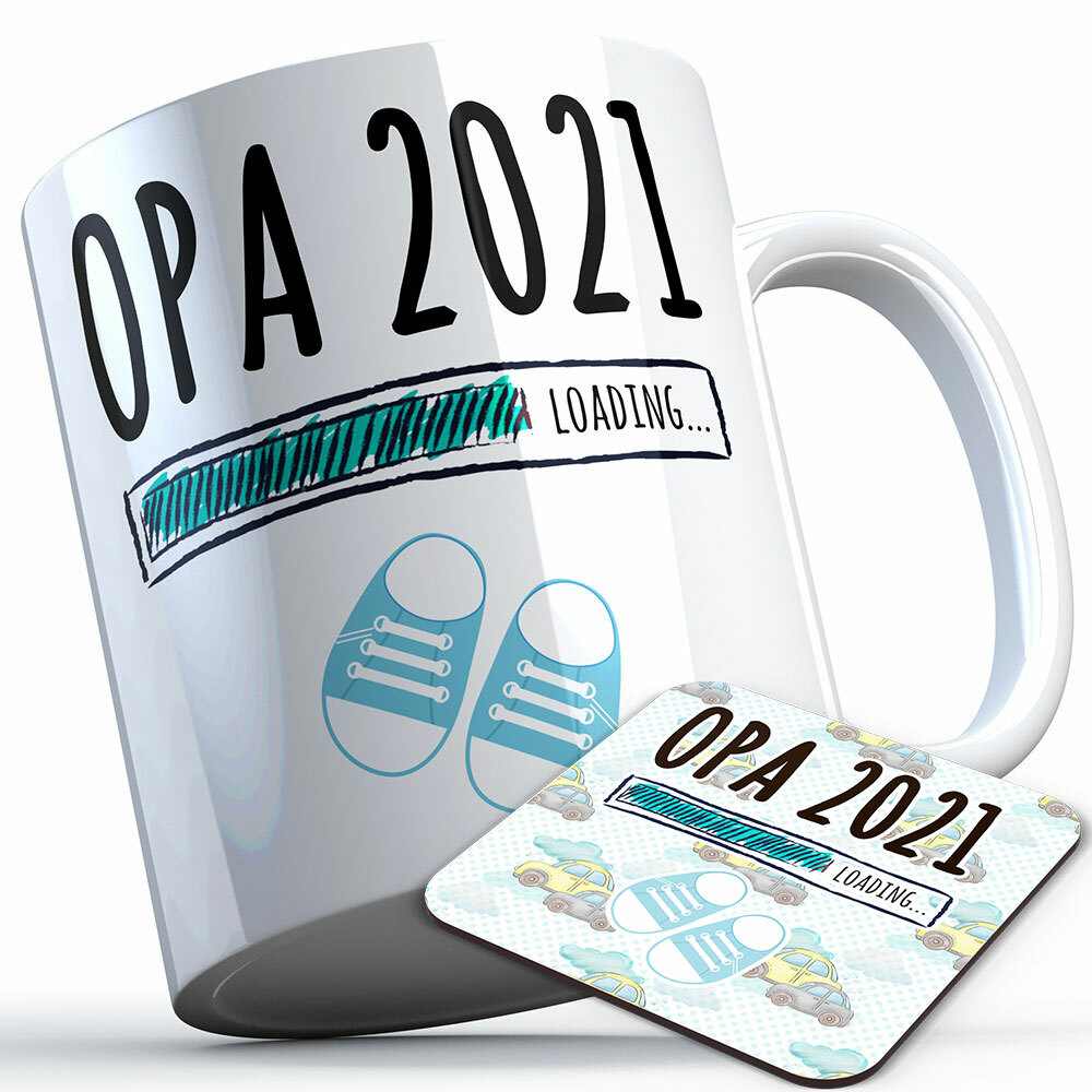 "Opa 2021 loading... (Junge)" Tasse inkl. passendem Untersetzer (4 Varianten)