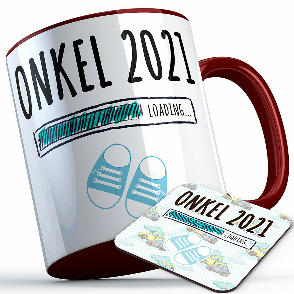 "Onkel 2021 loading... (Junge)" Tasse inkl. passendem Untersetzer (4 Varianten)