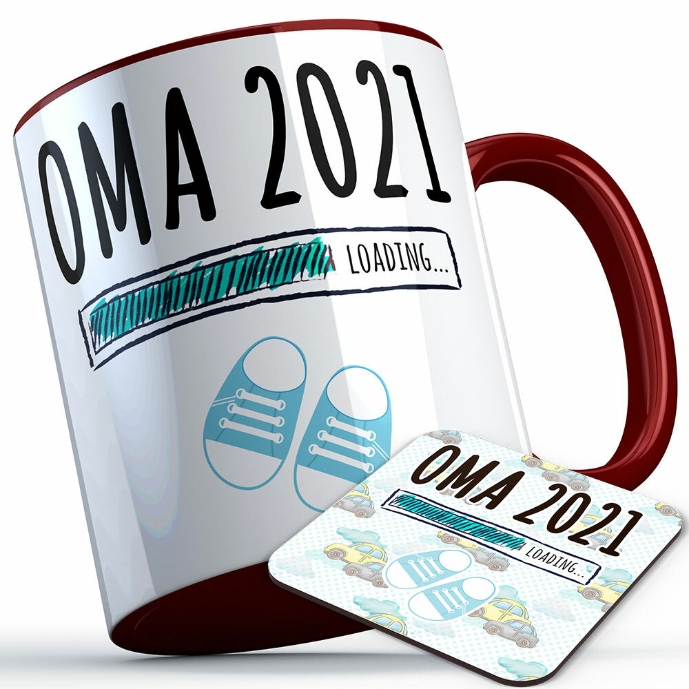 "Oma 2021 loading... (Junge)" Tasse inkl. passendem Untersetzer (4 Varianten) 92220