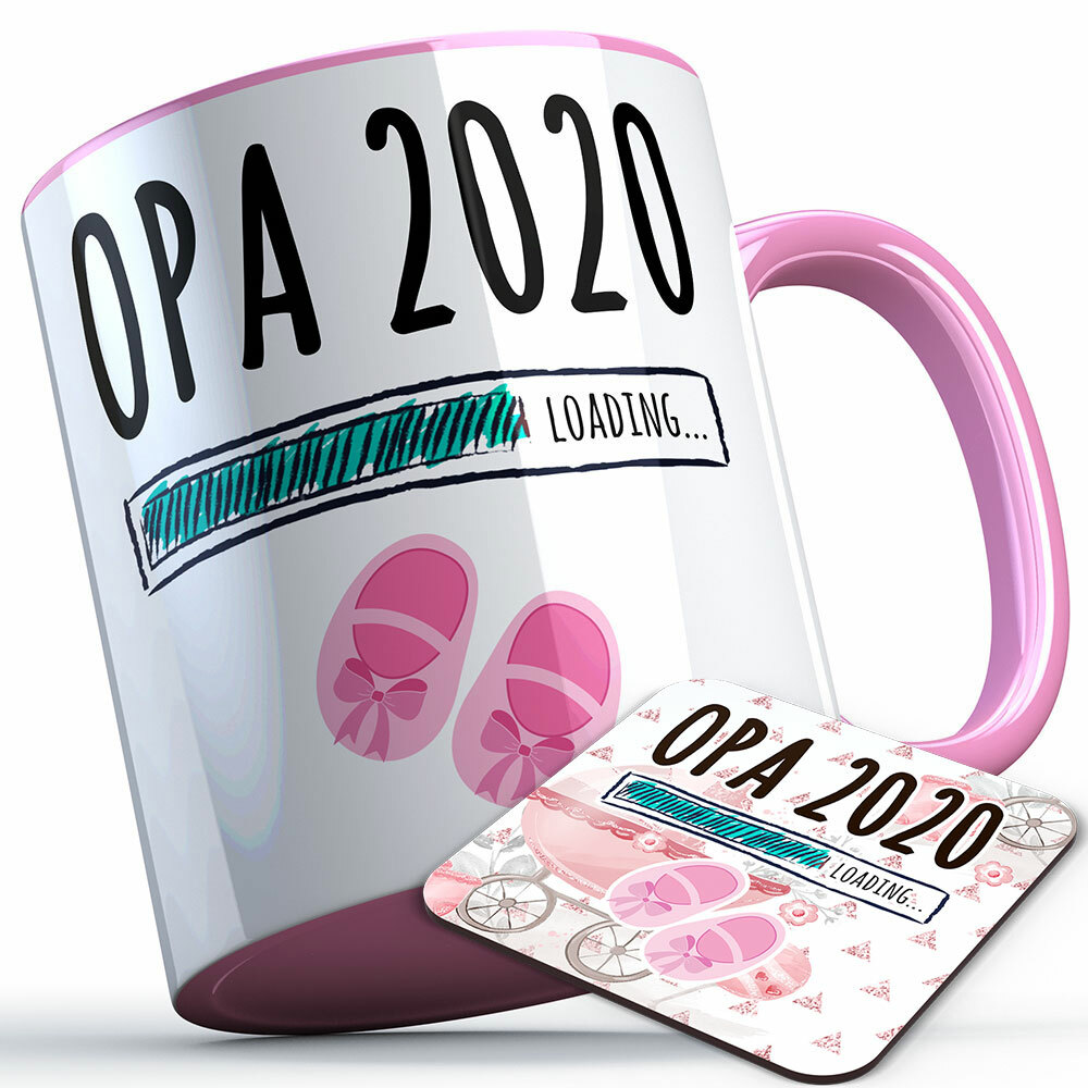 "Opa 2020 loading... (Mädchen)" Tasse inkl. passendem Untersetzer (5 Varianten)