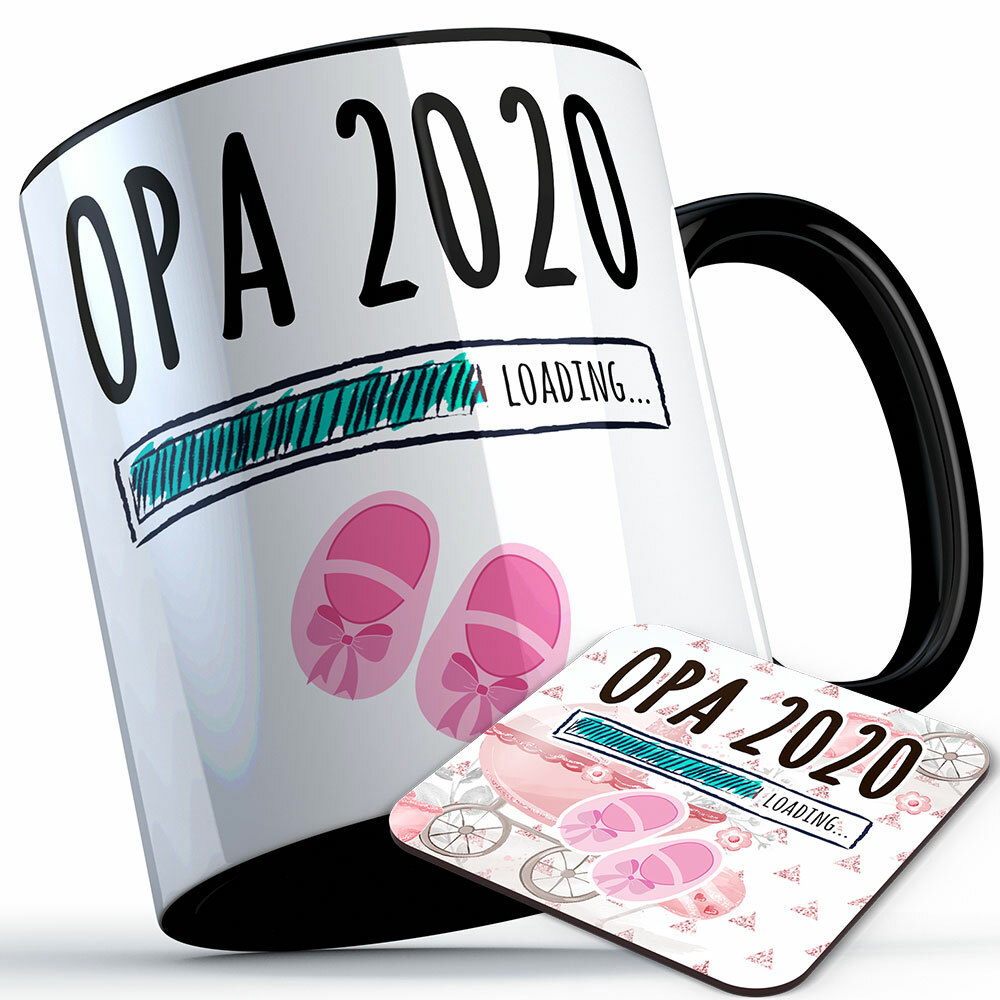 "Opa 2020 loading... (Mädchen)" Tasse inkl. passendem Untersetzer (5 Varianten)