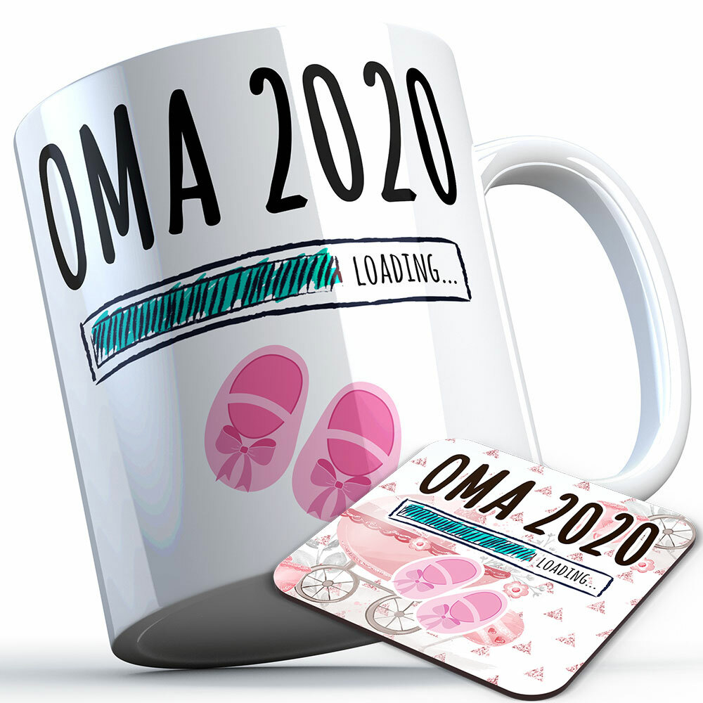 "Oma 2020 loading... (Mädchen)" Tasse inkl. passendem Untersetzer (5 Varianten)