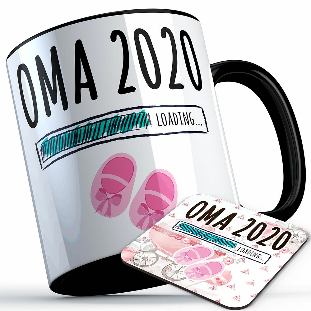 "Oma 2020 loading... (Mädchen)" Tasse inkl. passendem Untersetzer (5 Varianten)