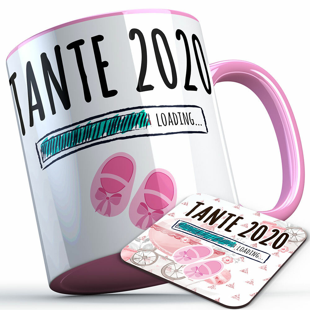 "Tante 2020 loading... (Mädchen)" Tasse inkl. passendem Untersetzer (5 Varianten)