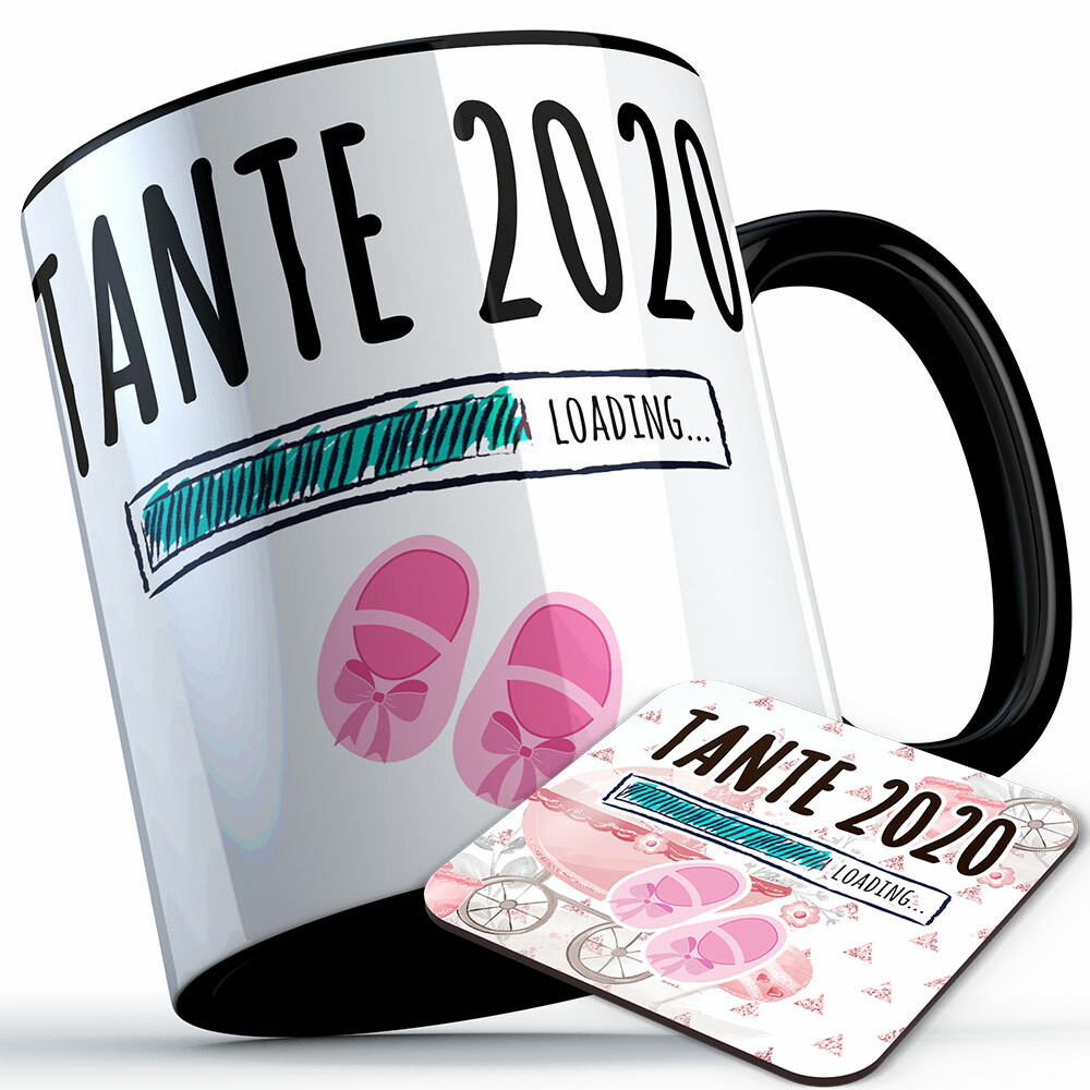 "Tante 2020 loading... (Mädchen)" Tasse inkl. passendem Untersetzer (5 Varianten)
