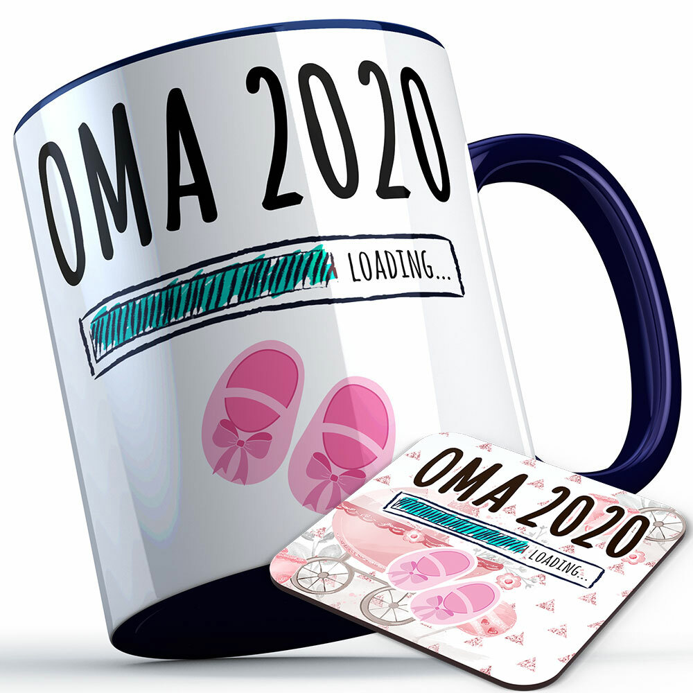 "Oma 2020 loading... (Mädchen)" Tasse inkl. passendem Untersetzer (5 Varianten)