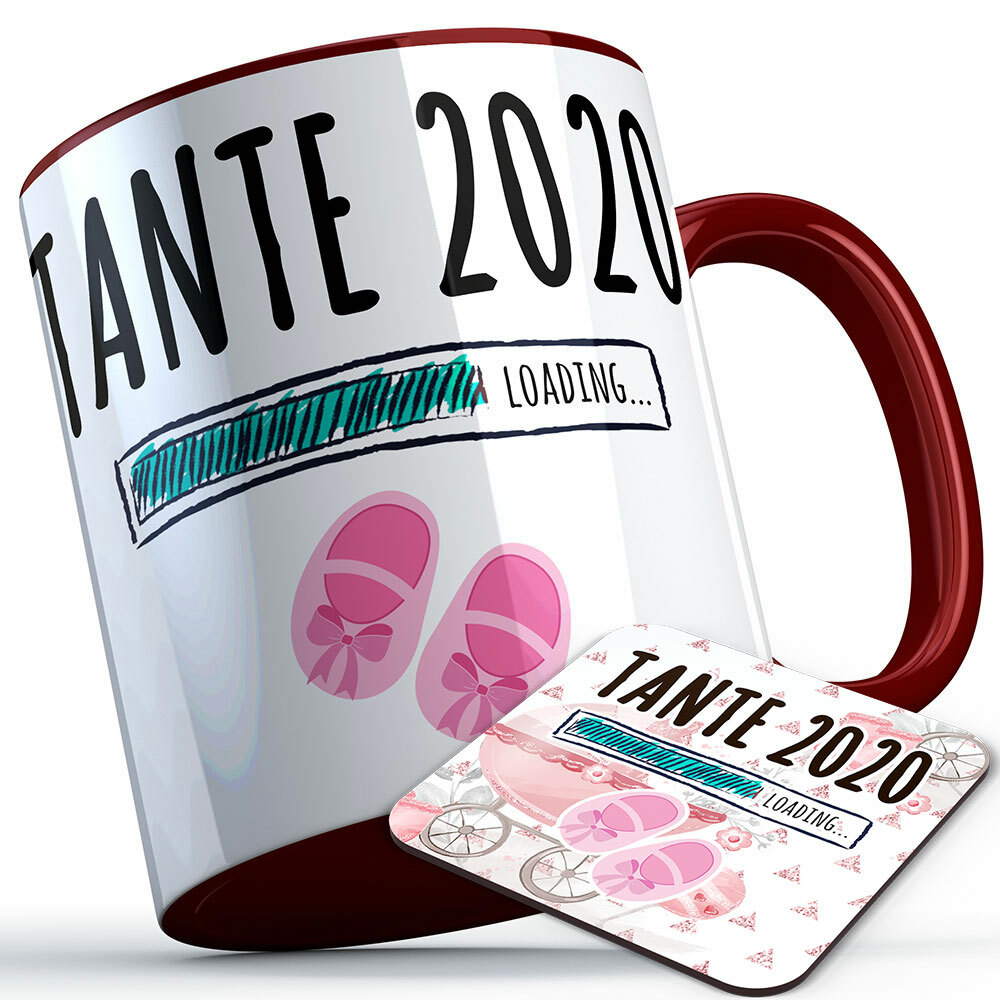 "Tante 2020 loading... (Mädchen)" Tasse inkl. passendem Untersetzer (5 Varianten)