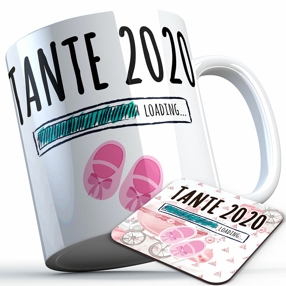 "Tante 2020 loading... (Mädchen)" Tasse inkl. passendem Untersetzer (5 Varianten)