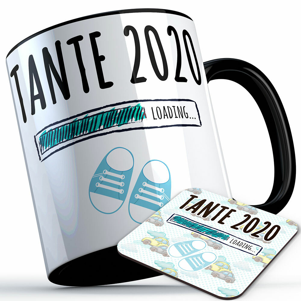 "Tante 2020 loading... (Junge)" Tasse inkl. passendem Untersetzer (5 Varianten)
