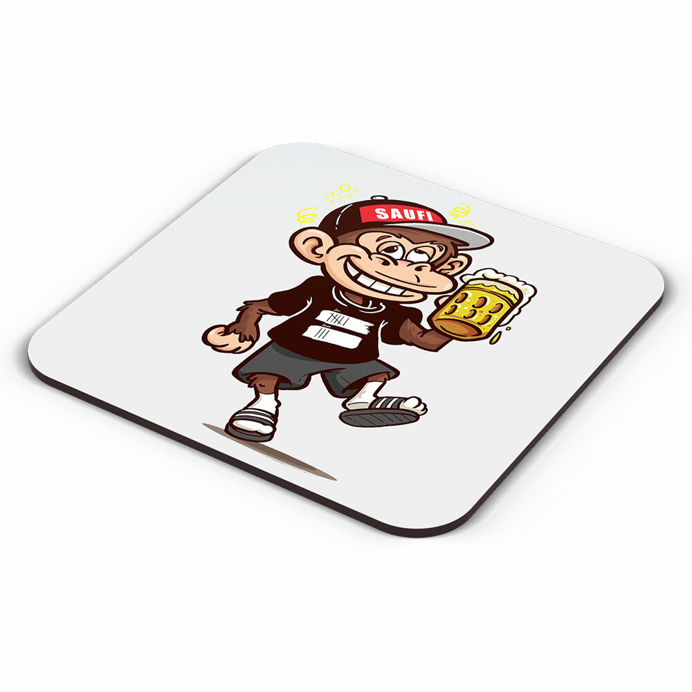 "Saufi Affe" Bieruntersetzer aus Hartfaser (Motiv: Besoffen) 92239