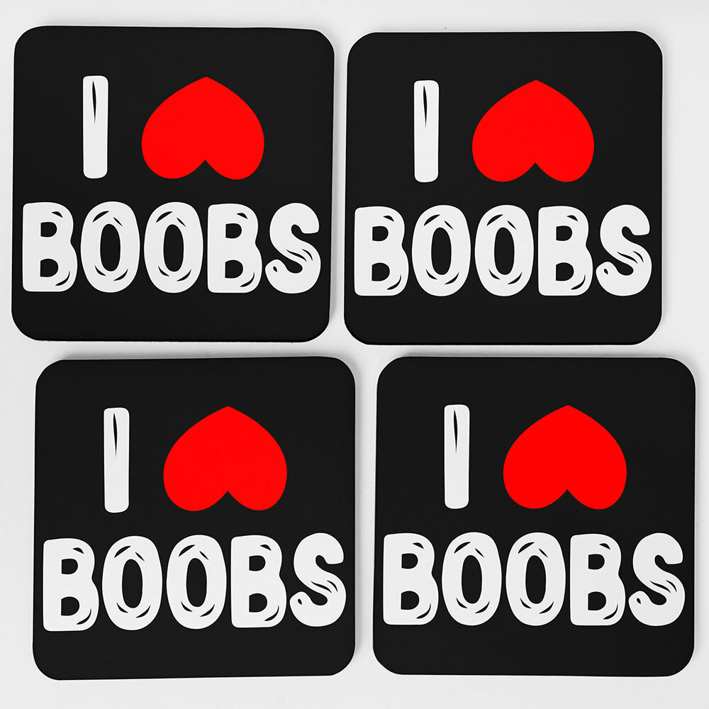 "I love Boobs" Bieruntersetzer aus Hartfaser