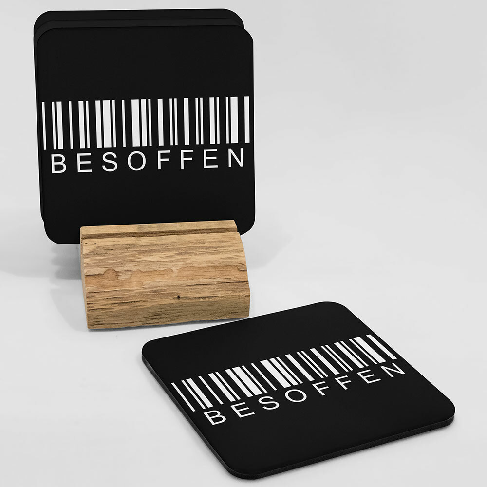 "Besoffen / Barcode" Bieruntersetzer aus Hartfaser