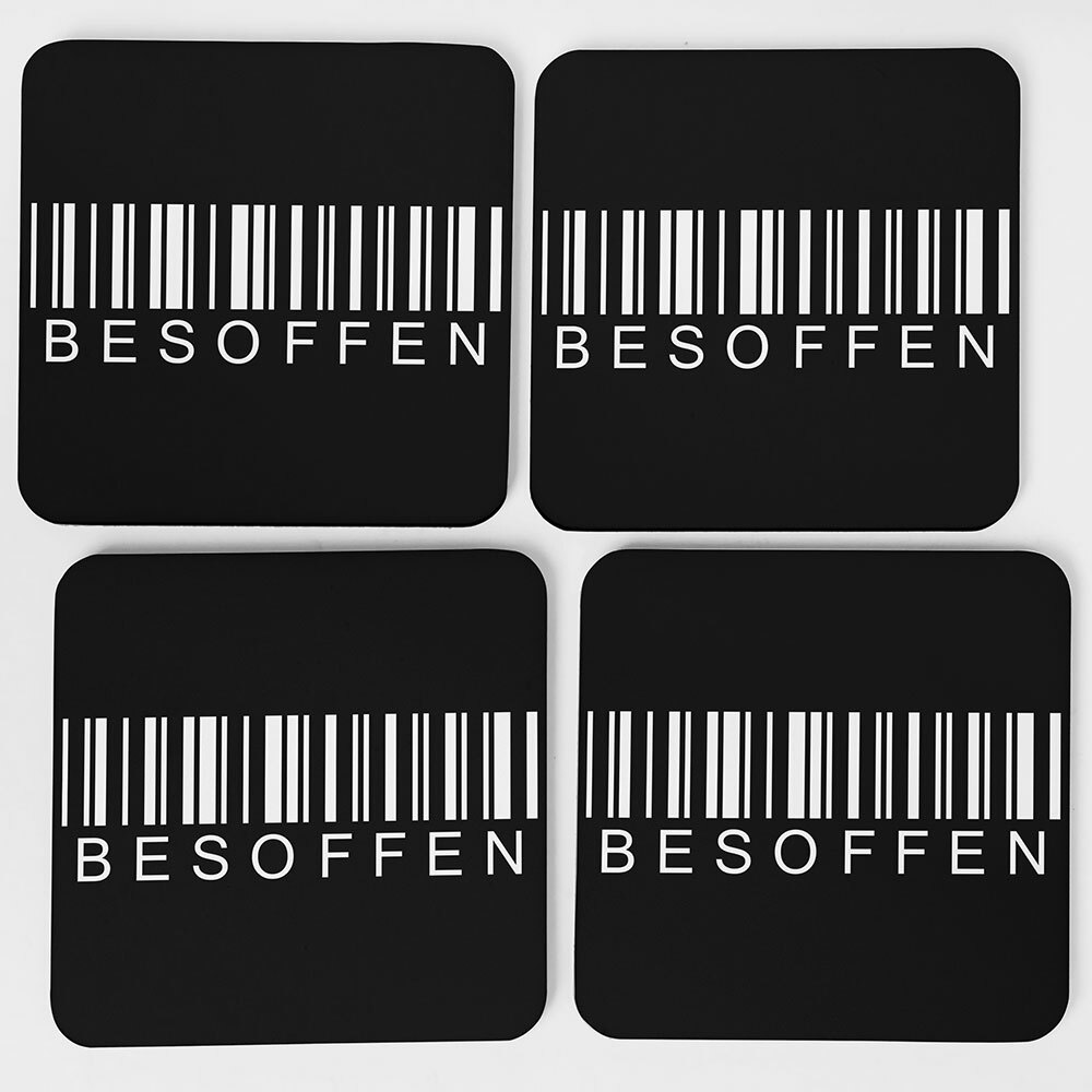 "Besoffen / Barcode" Bieruntersetzer aus Hartfaser