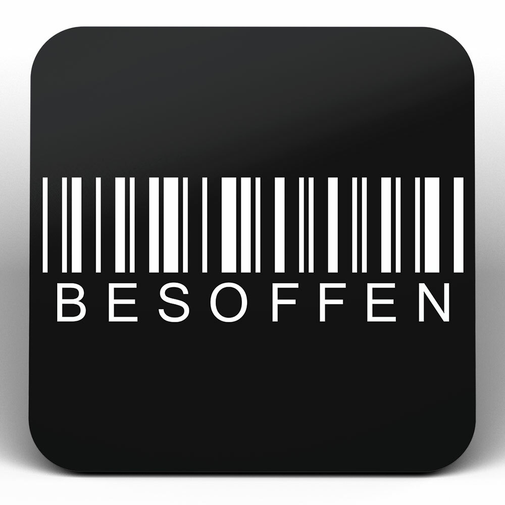 "Besoffen / Barcode" Bieruntersetzer aus Hartfaser