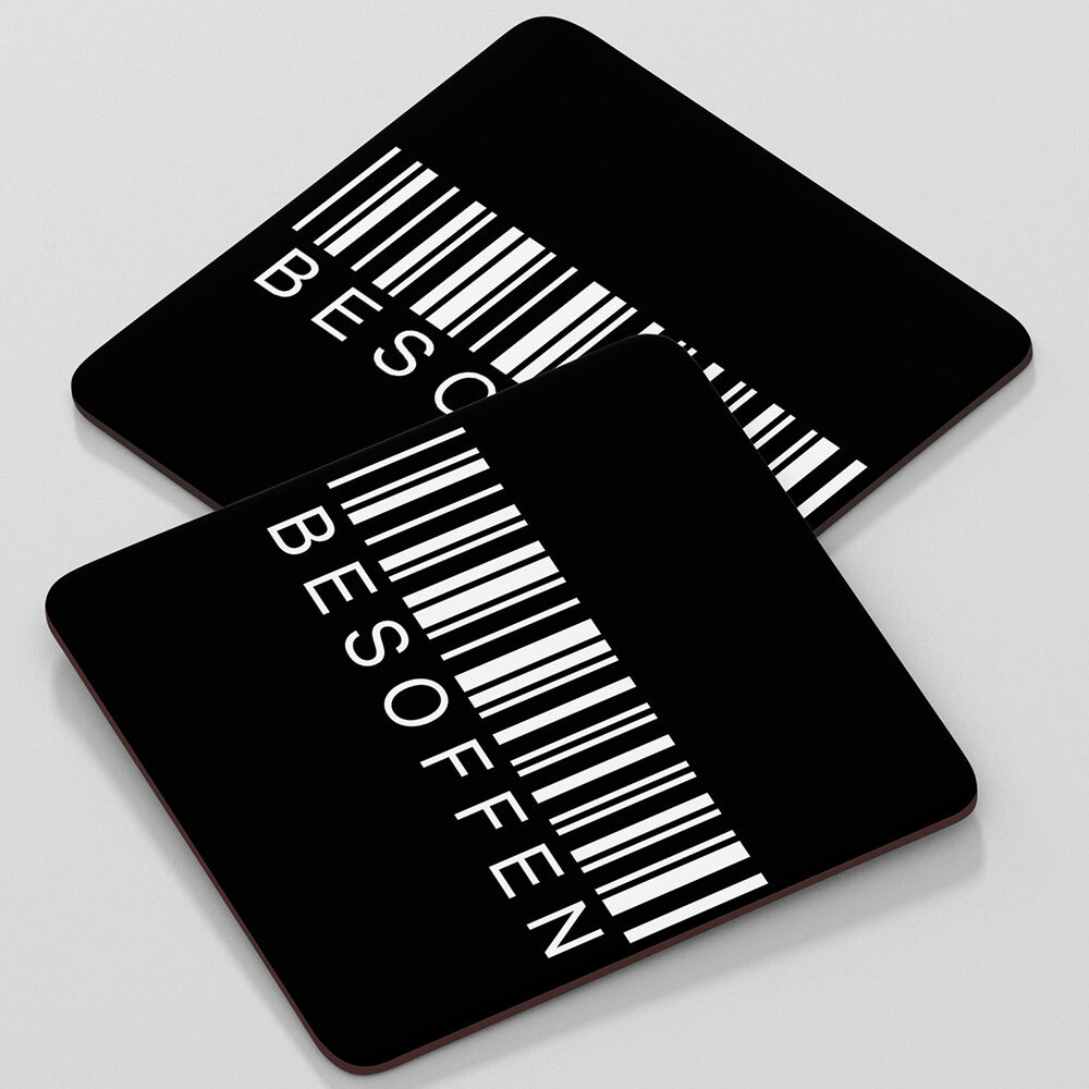 "Besoffen / Barcode" Bieruntersetzer aus Hartfaser