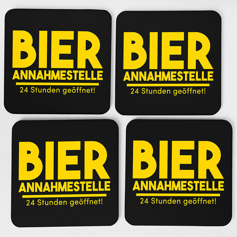 "Bierannahmestelle - 24 Stunden geöffnet" Bieruntersetzer aus Hartfaser