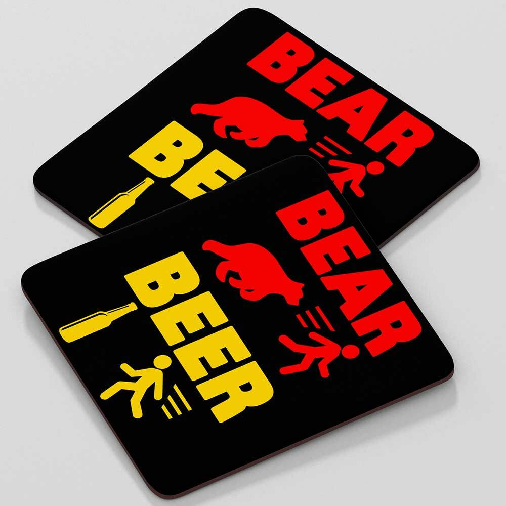 "Bear vs. Beer" Bieruntersetzer aus Hartfaser