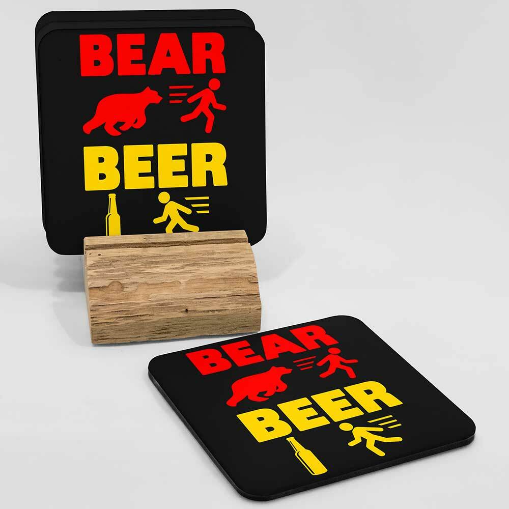 "Bear vs. Beer" Bieruntersetzer aus Hartfaser