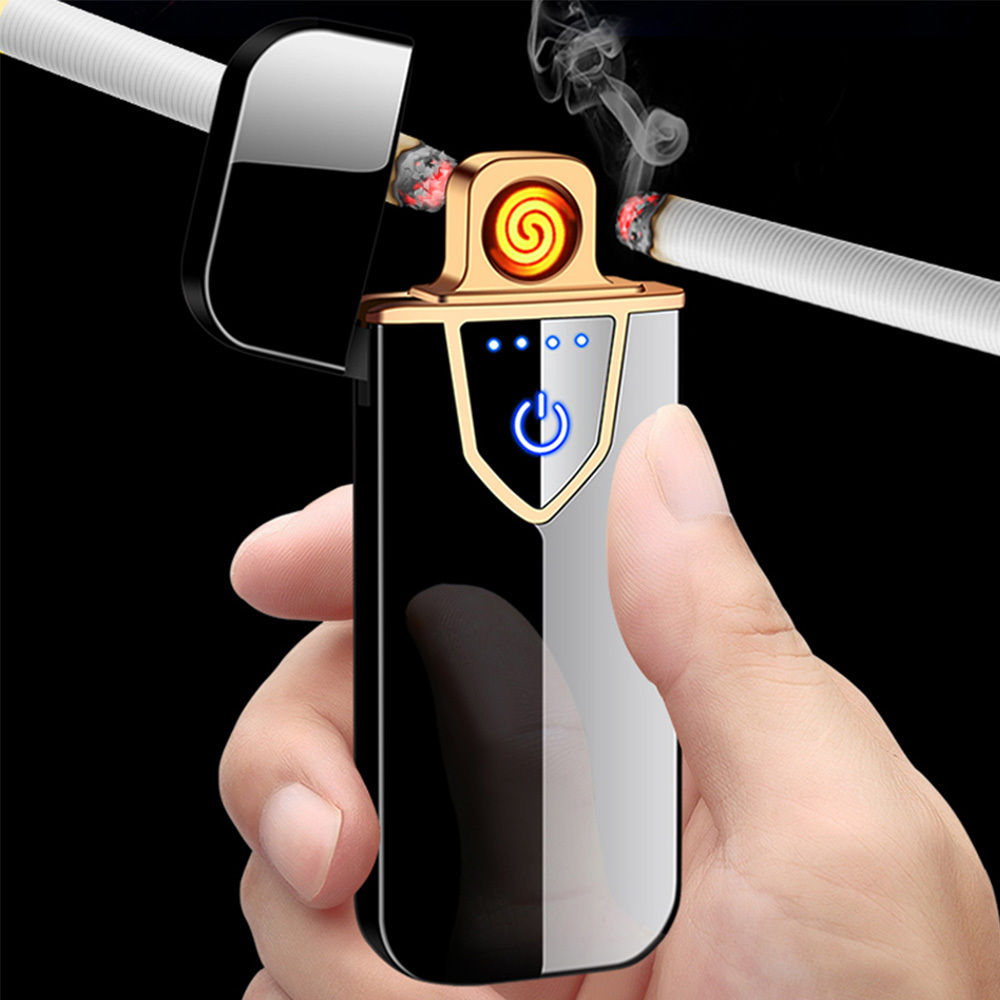 USB Lichtwellen Feuerzeug inkl. Micro USB Ladekabel und edler Geschenkbox (Farbe Schwarz)