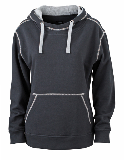James & Nicholson Lifestyle Kapuzenpulliver (Unisex, Farbe Schwarz/Grau) 92301