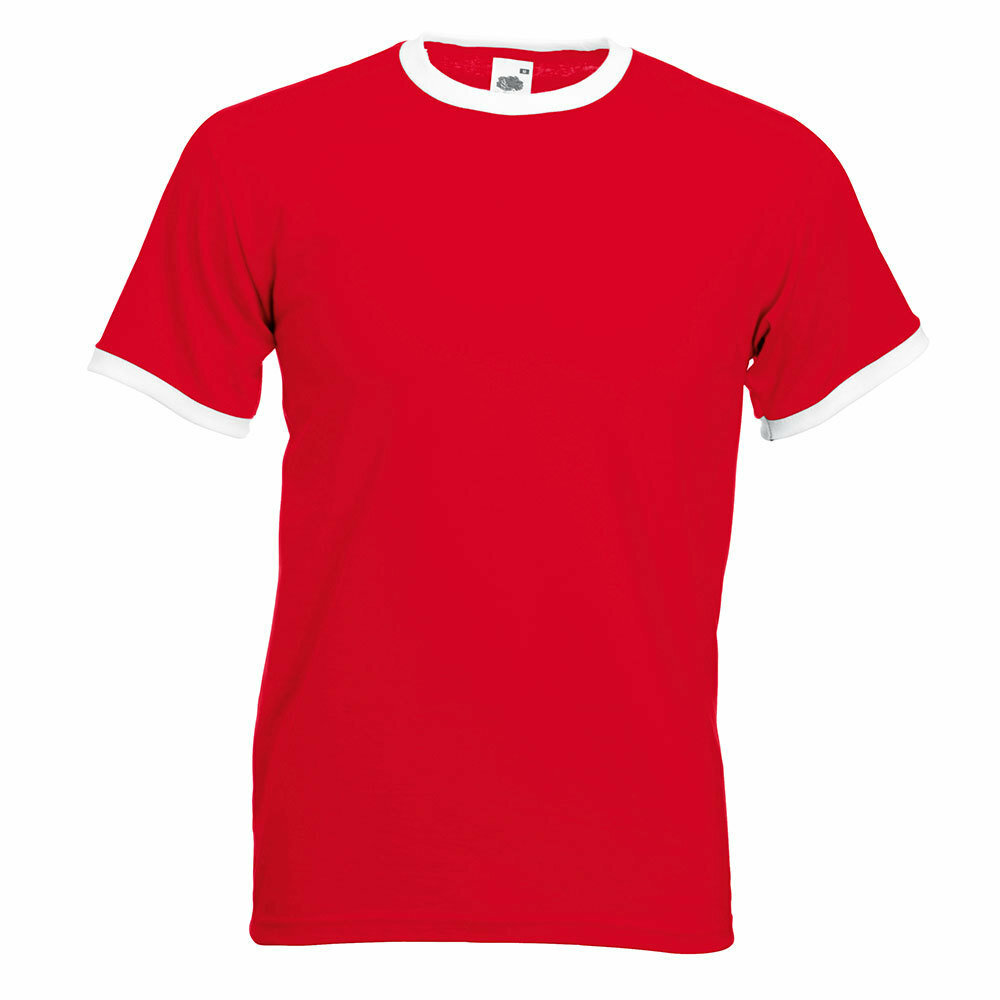 Ringer T-Shirt Rundhals (Herren, Farbe Rot) 92322