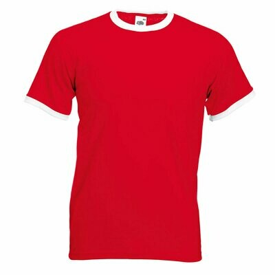 Ringer T-Shirt Rundhals (Herren, Farbe Rot)