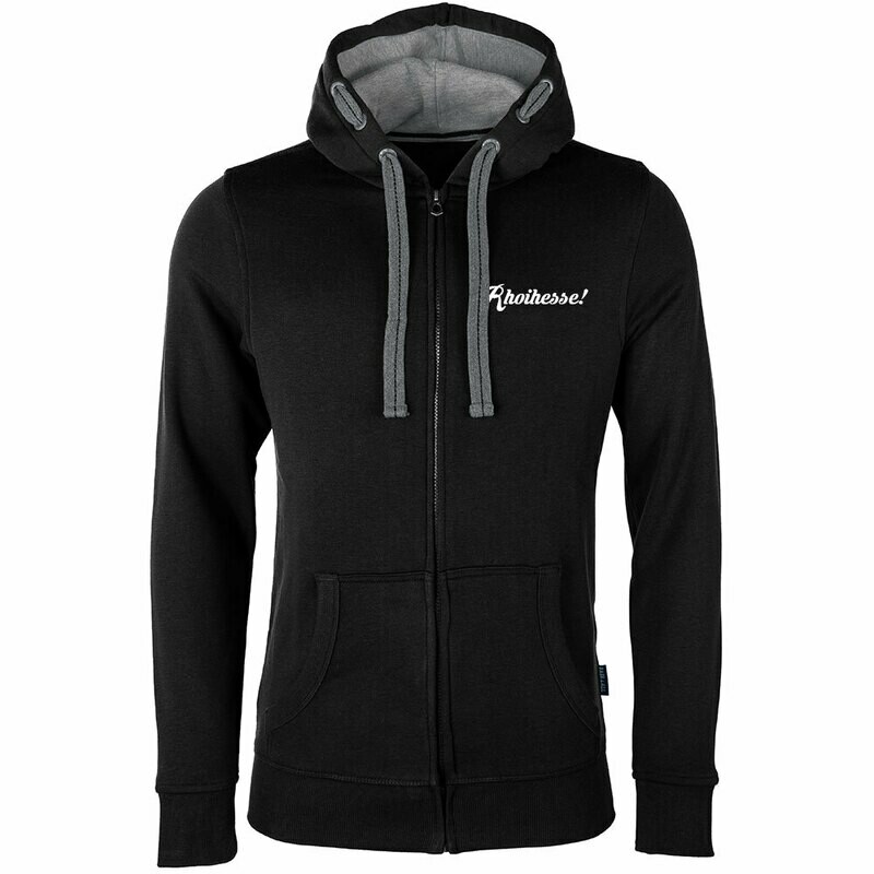 "Rhoihesse - Weck, Worscht & Woi!" Luxury Zip-Hoody vorne ohne Schweif (Unisex)