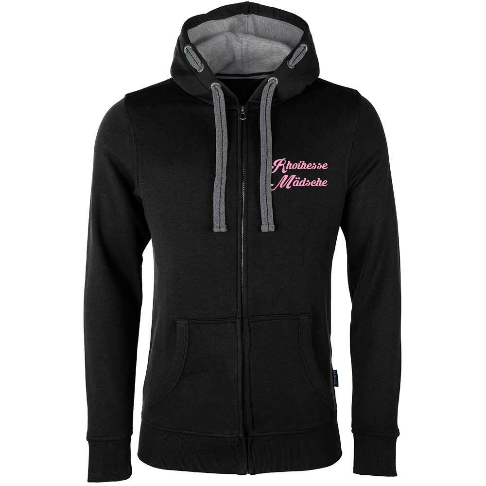 "Hundert Prozent e goldisch Rhoihesse Mädsche" Luxury Zip-Hoody (Damen) M1-RHL 61382