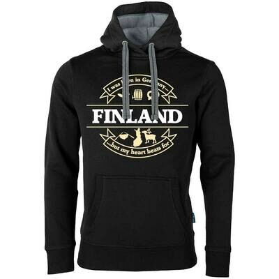 "I was born in Germany, but my heart beats for Finland" Luxury Hoodie (Unisex)