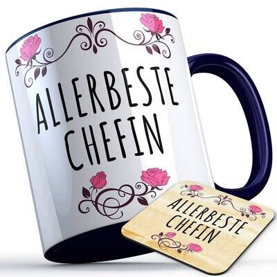 Allerbeste Chefin Tasse inkl. passendem Untersetzer lustige Sprüchetasse (5 Varianten)