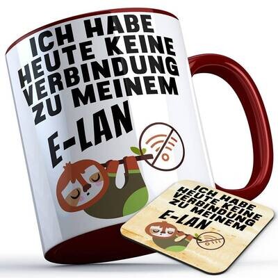 Ich habe heute keine Verbindung zu meinem E-LAN Tasse inkl. passendem Untersetzer lustige Sprüchetasse mit Faultier (5 Varianten)