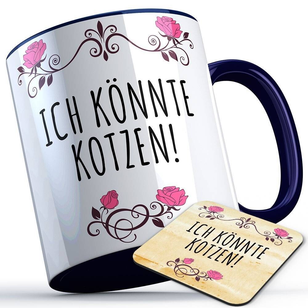 Ich könnte kotzen Tasse inkl. passendem Untersetzer lustige Sprüchetasse (5 Varianten)