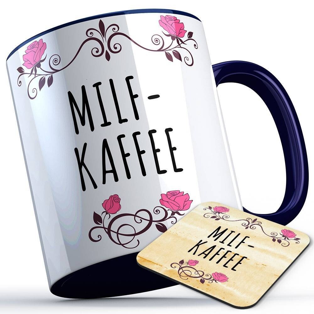 Milfkaffee Tasse inkl. passendem Untersetzer lustige Sprüchetasse (5 Varianten)