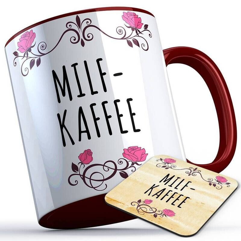 Milfkaffee Tasse inkl. passendem Untersetzer lustige Sprüchetasse (5 Varianten)