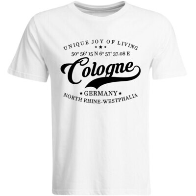 Cologne T-Shirt mit GPS Koordinaten (Herren, Rundhals- oder V-Ausschnitt)