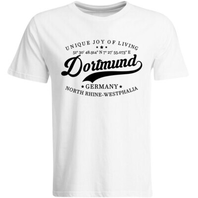 Dortmund T-Shirt mit GPS Koordinaten (Herren, Rundhals- oder V-Ausschnitt)
