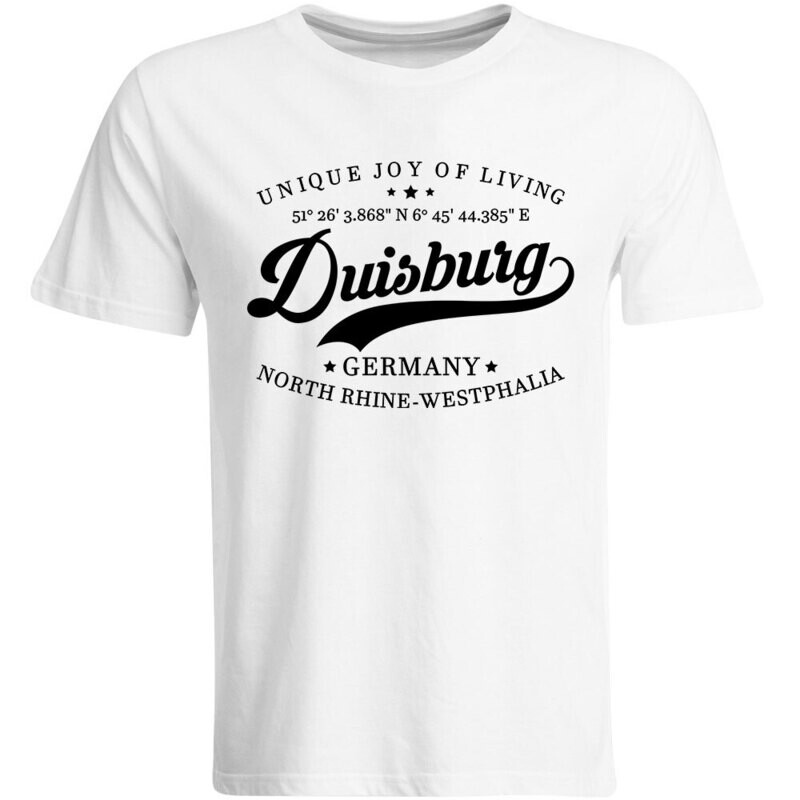 Duisburg T-Shirt mit GPS Koordinaten (Herren, Rundhals- oder V-Ausschnitt)