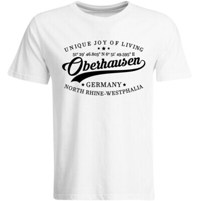 Oberhausen T-Shirt mit GPS Koordinaten (Herren, Rundhals- oder V-Ausschnitt)