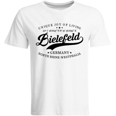 Bielefeld T-Shirt mit GPS Koordinaten (Herren, Rundhals- oder V-Ausschnitt)