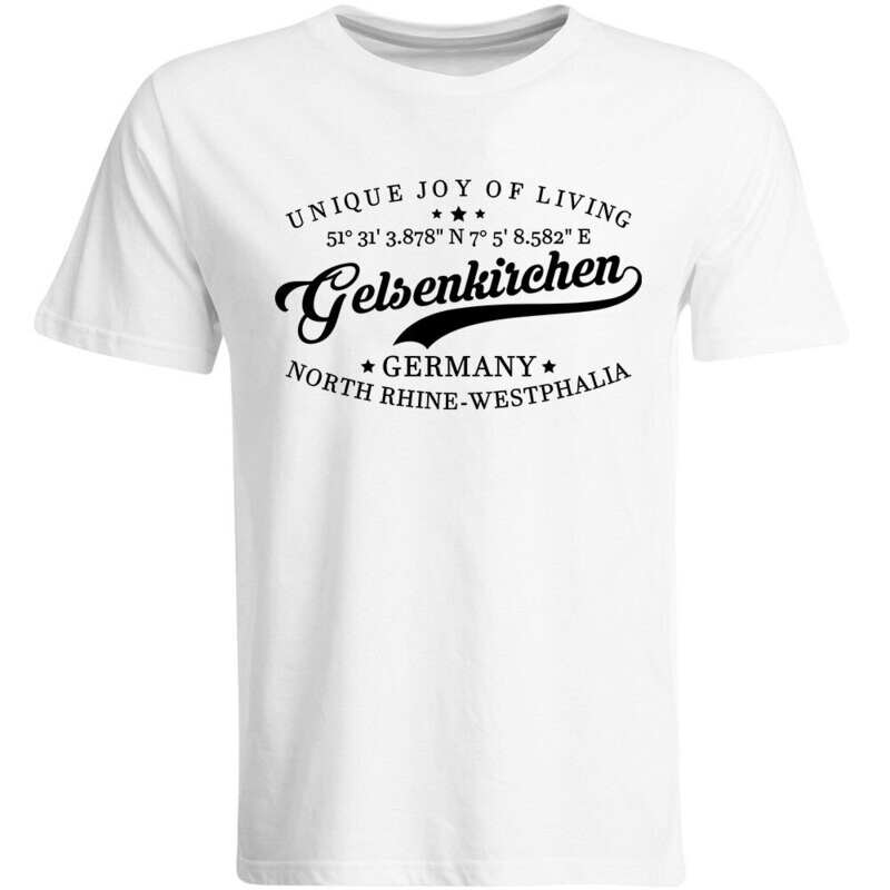 Gelsenkirchen T-Shirt mit GPS Koordinaten (Herren, Rundhals- oder V-Ausschnitt)