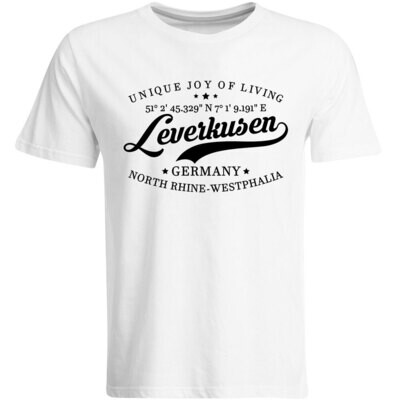 Leverkusen T-Shirt mit GPS Koordinaten (Herren, Rundhals- oder V-Ausschnitt)